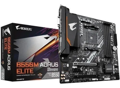 Placa Mãe Gigabyte B550m Aorus Elite AM4 DDR4 HDMI M-ATX Cor Preto