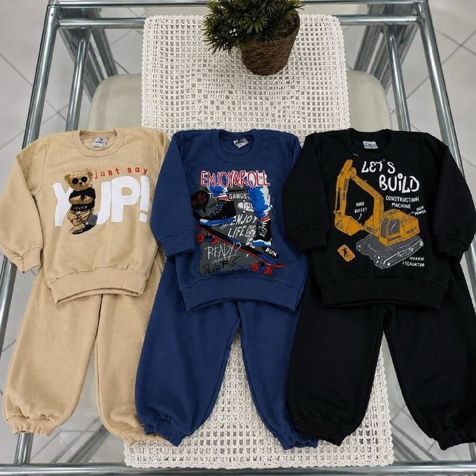 Kit com 6 Peças (3 Conjuntos) Moletom Infantil