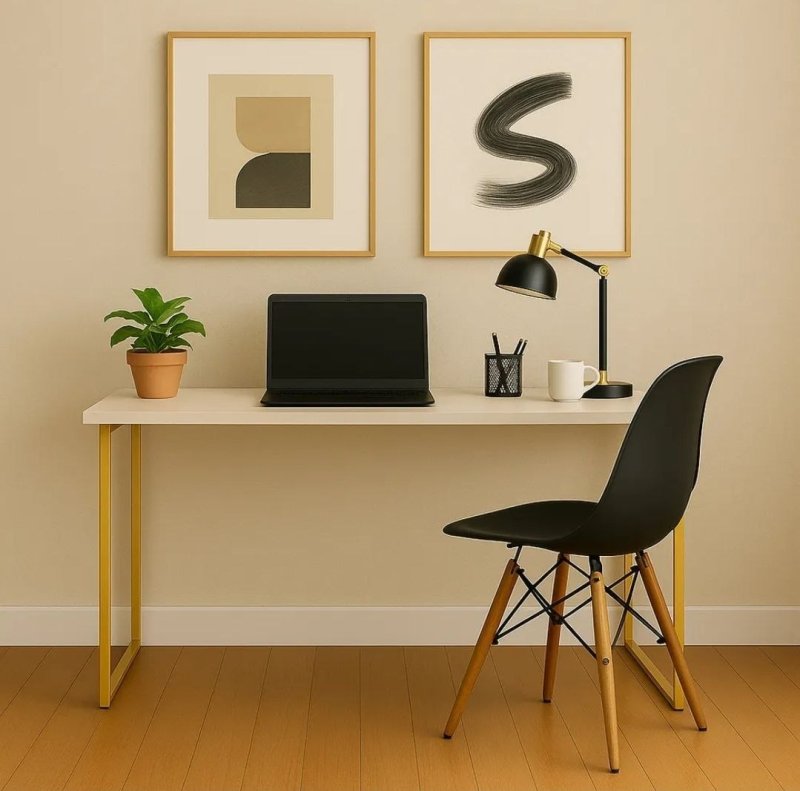Escrivaninha Industrial 110cm Mesa Estudo Aparador Pés Aço