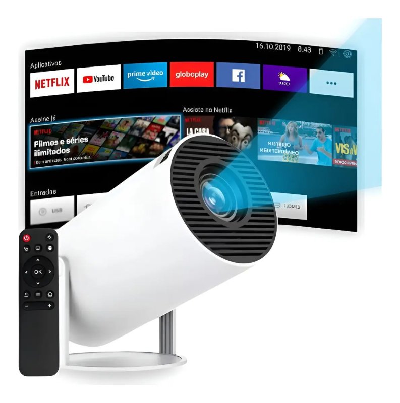 Projetor Portátil 4K HD com Android 11, Wi-Fi 5G e Bluetooth
