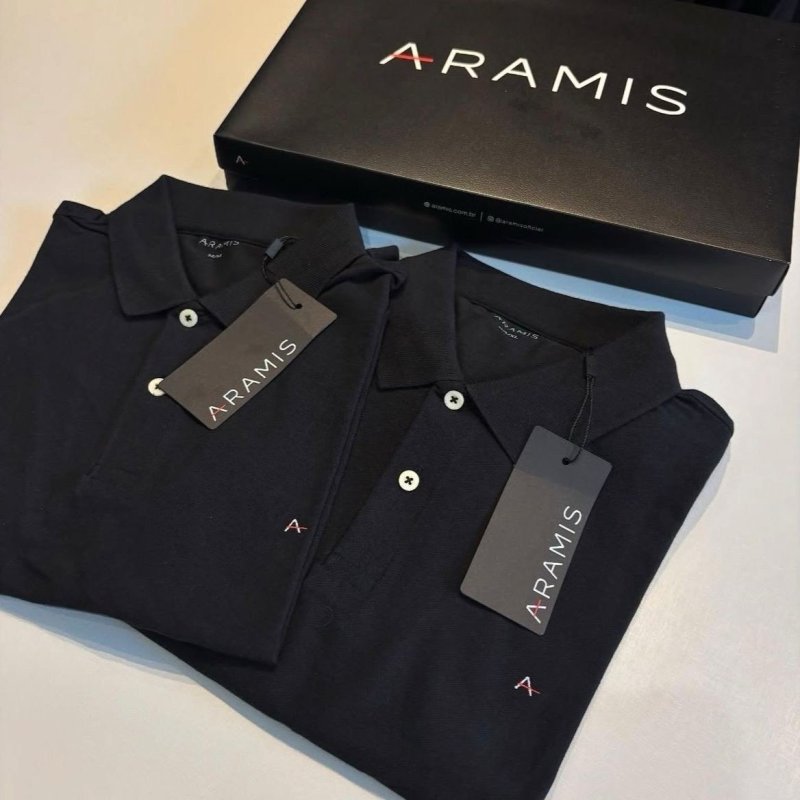 Camiseta Polo Aramis Masculina Basic Piquet Preta