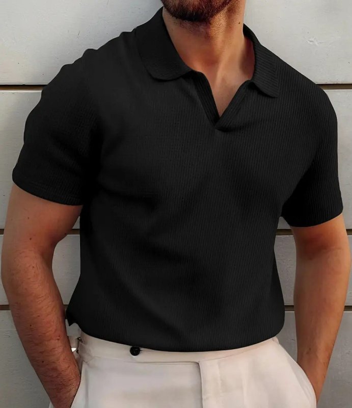 Polo Sem Botão Masculina Minimalista Com Tecido Texturizado