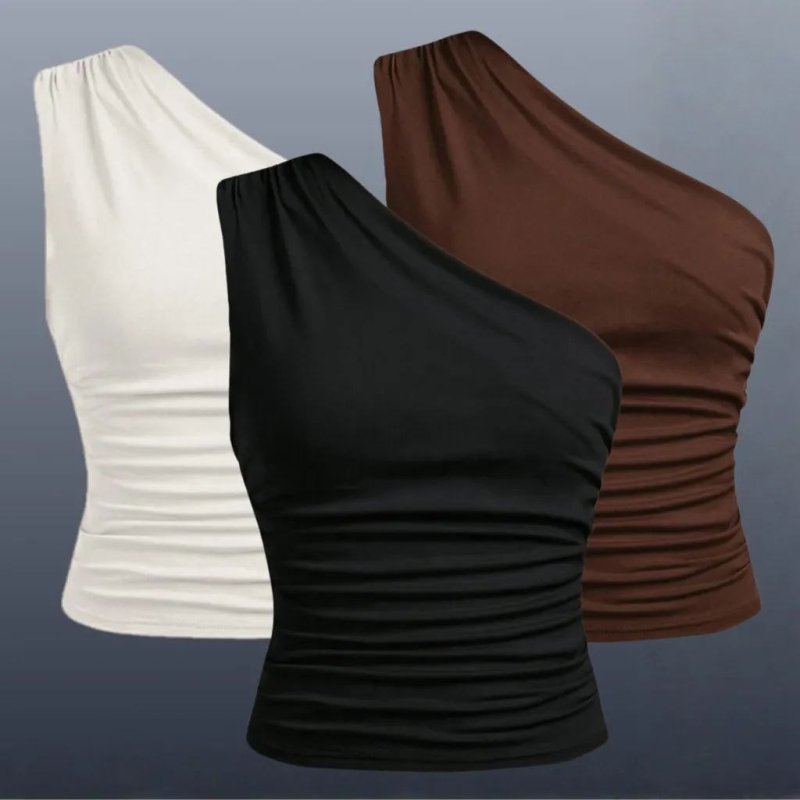 Kit 2 Blusa Feminina Elegante Mula Manga Assimétrica