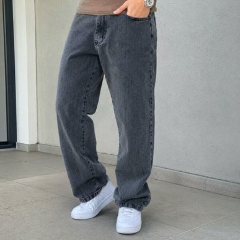 Calça Balão Jeans Masculina Marmorizada Streetwear Larga Bag