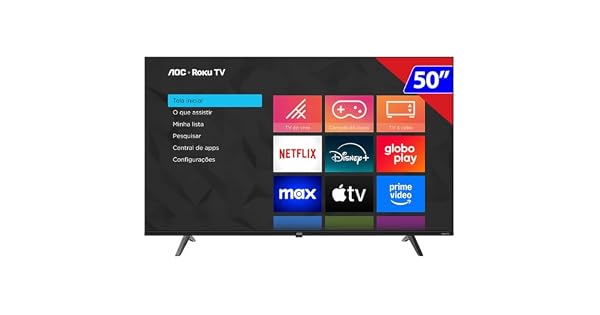 Smart TV AOC 50 Polegadas, DLED, 4K, Roku TV 50U7045/78G