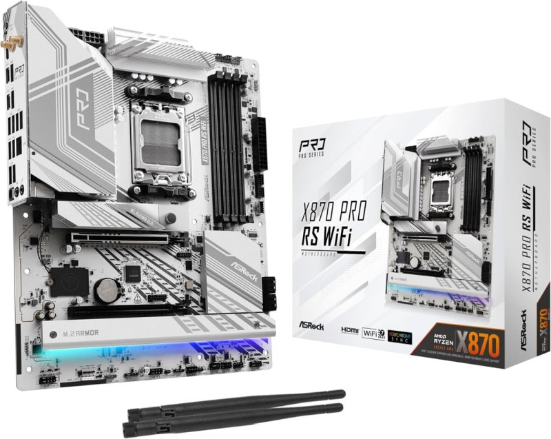 ASRock Placa mãe X870 Pro RS WiFi AMD Ryzen Socket AM5 ATX USB4 DDR5 8000
