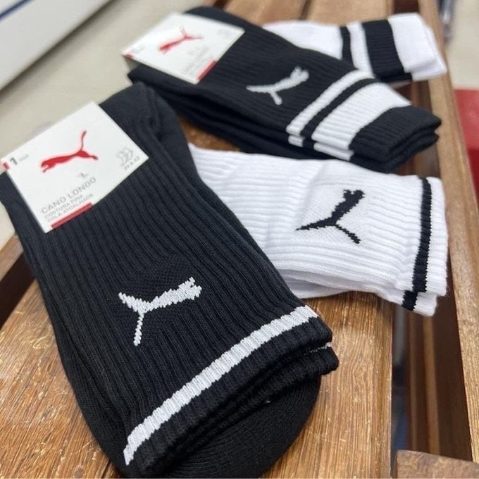 Kit 3 Pares Meia Puma Cano Alto Masculina Esportiva Original