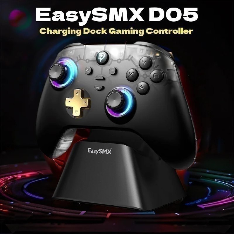 Controle Easysmx D05 com Dock Carregamento, RGB, Hall Effect