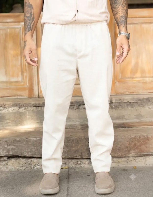 Calça Linho Masculino Social Casual C/bolsos Tecido Premium