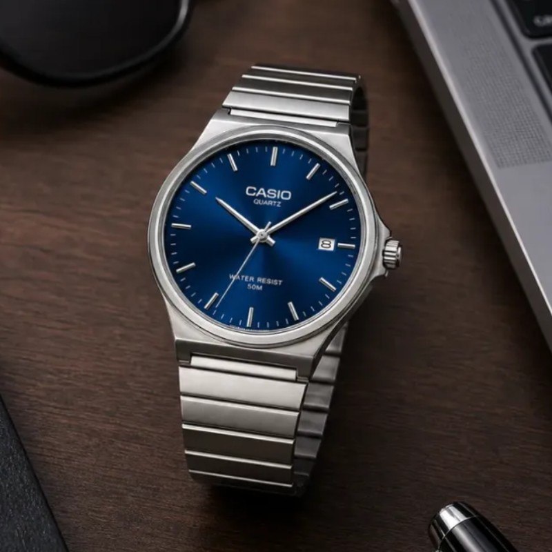 Relógio Casio A180 Vintage Redondo Premium Edição Prata Azul