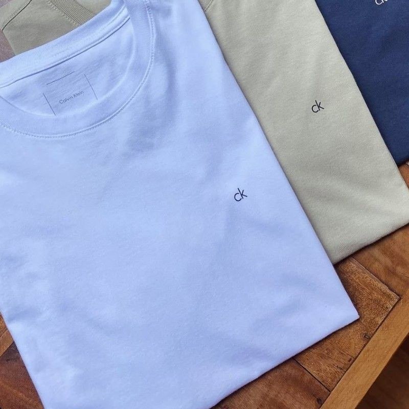 Camiseta Calvin Klein Meia Malha Basica Upper Ck Branca