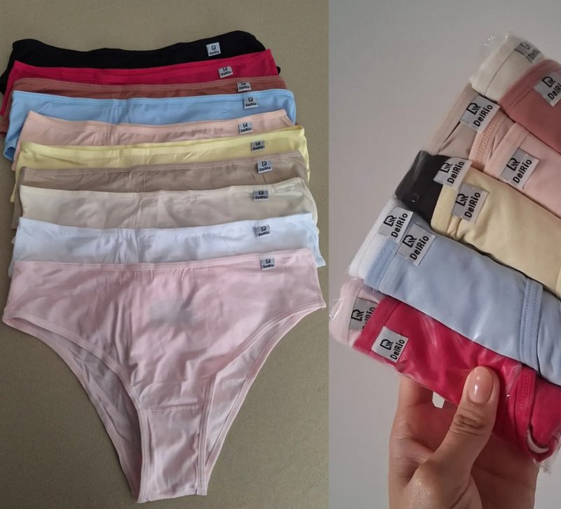 Kit 10 Calcinhas Femininas Biquíni Microfibra Delrio Lisas
