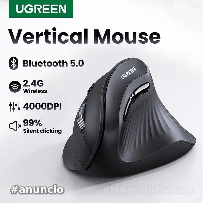 Mouse Ergonômico Ugreen Bluetooth 5.0 Wireless