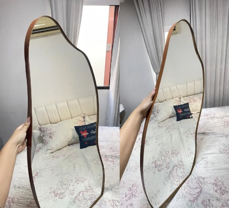 Espelho Orgânico 100x50 Corpo Inteiro Com Moldura Caramelo