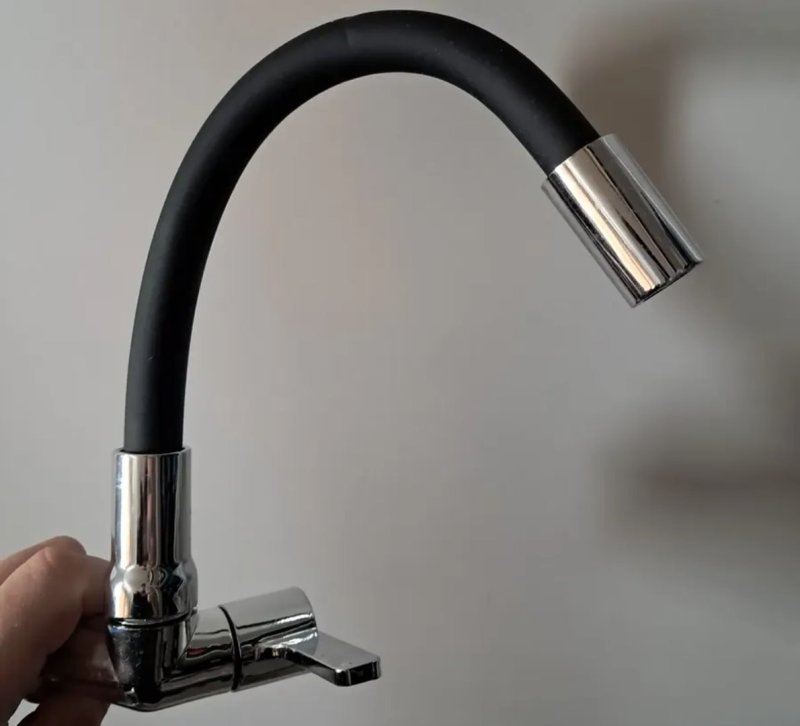 Torneira De Cozinha Gourmet Parede Flexível Preta 1/4 Volta Preto Fosco
