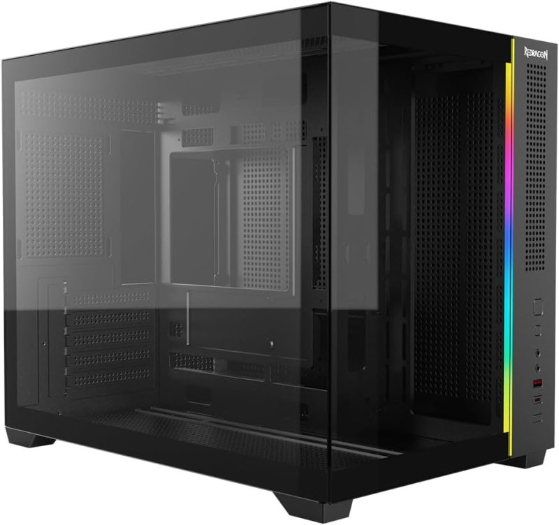 Gabinete Gamer Redragon Wideload Mini Lite RGB Preto Sem Fans Micro ATX CA-611B