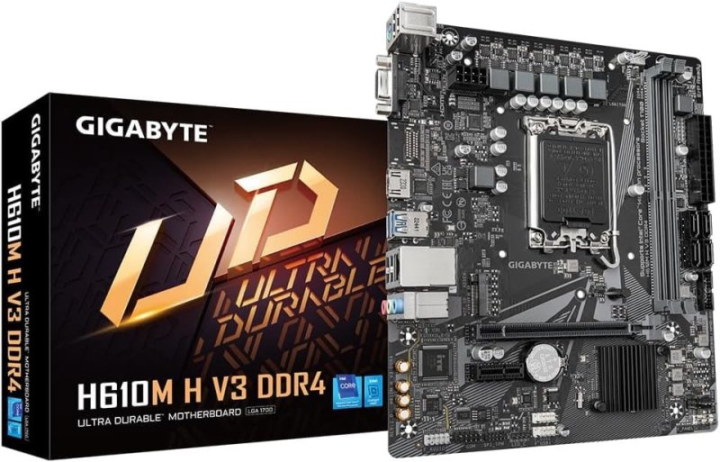 Gigabyte Placa-mãe H610M H V3 DDR4 - Suporta Intel Core 14ª CPUs, 4+1+1 fases híbridas VRM digital
