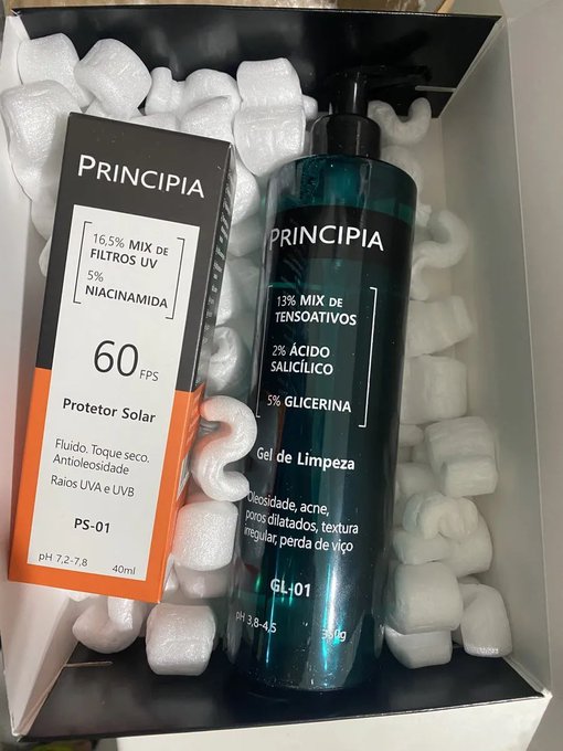 Principia Kit Gel de Limpeza GL-01 + Protetor Solar Facial PS-01 FPS 60 + Frete Grátis