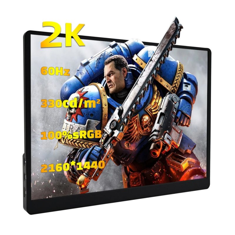 Monitor Portátil IPS ZSUS 2K de 14 Polegadas (2160×1440) 60Hz Para Laptop, XBox, PS4/5, Switch, Caixa de TV, Celular e PC QHD