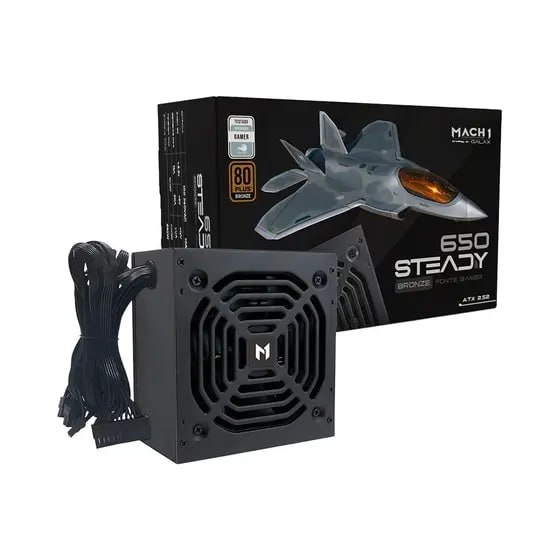 Fonte MACH1 Steady, 650W, 80 Plus Bronze, PFC Ativo, Preto 650Steady