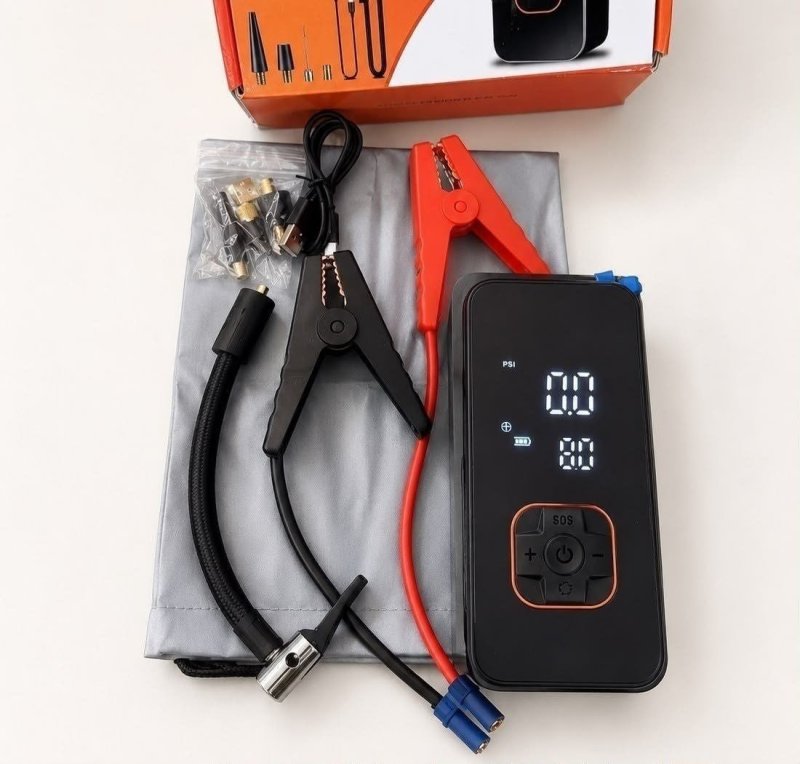 Bomba Elétrica Portátil Digital Para Encher Pneu De Carro Moto Bicicleta Inflador Automotivo Cor Preto