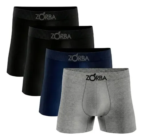 Kit 4 Cuecas Boxer Zorba Algodão Sem Costura Toque Fresco