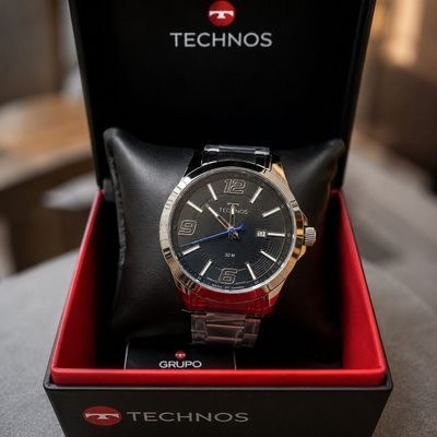 Relógio Masculino Technos Inoxidável Prateado Analógico Resistente Água