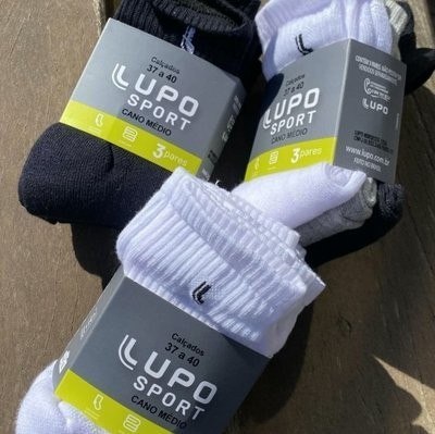 Kit 10 Pares Meia Lupo Original Masculina Cano Médio Algodão