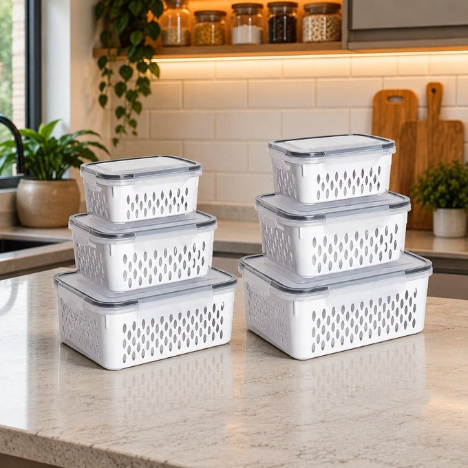 Kit com 6 Organizadores Geladeira com Tampas + Frete Grátis