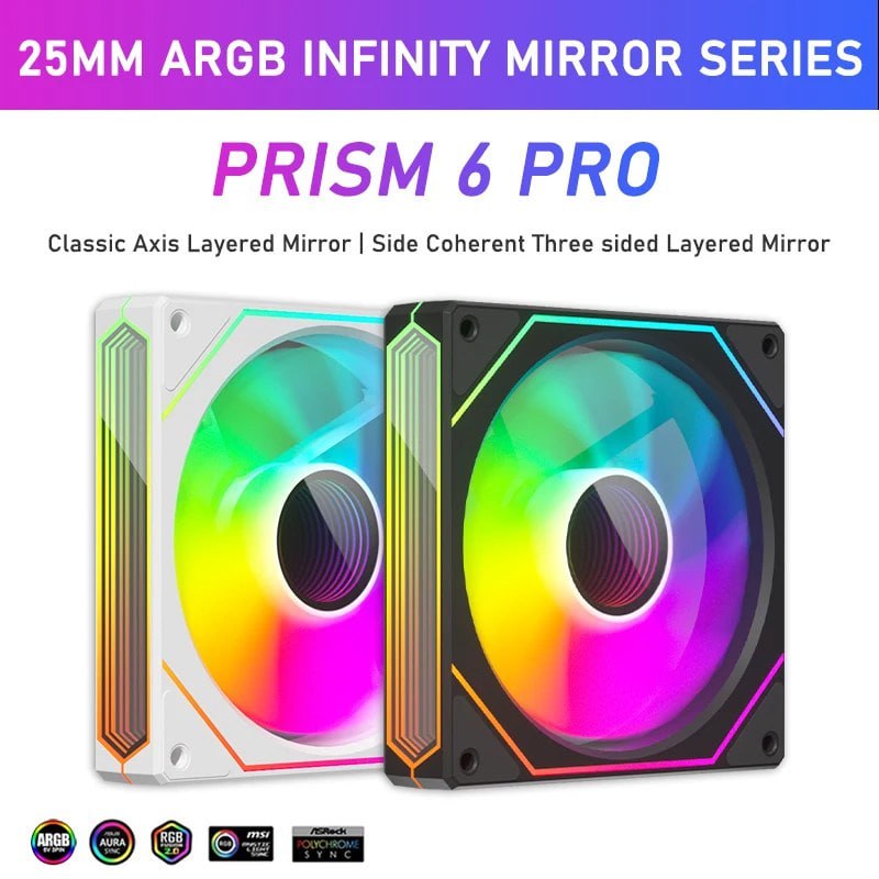 4x Kit Fans Prism 6 pro Argb Pwm (Normal e Reversa)