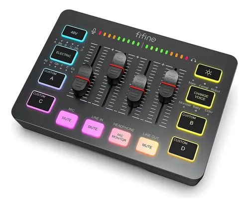 Mesa de som Fifine SC3 FIFINE USB Gaming Mixer With XLR (PRETO)