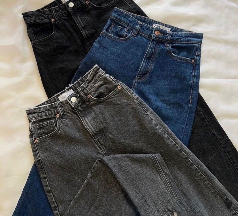 Calça Mom Jeans Feminina Cintura Alta Marmorizada