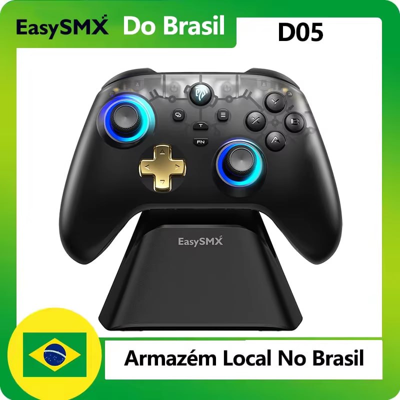 Controle Easysmx D05 com Dock Carregamento, RGB, Hall Effect