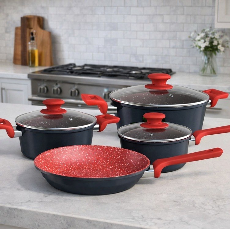 Conjunto de Panelas Euro Home Colorstone Antiaderente 4 Peças + Frete Grátis