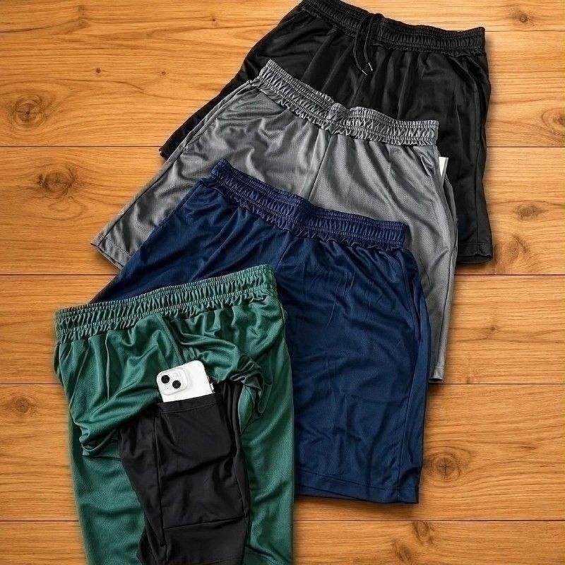 Kit 4 Shorts 2 Em 1 Duplo Dryfit Masculino Compressão Térmica