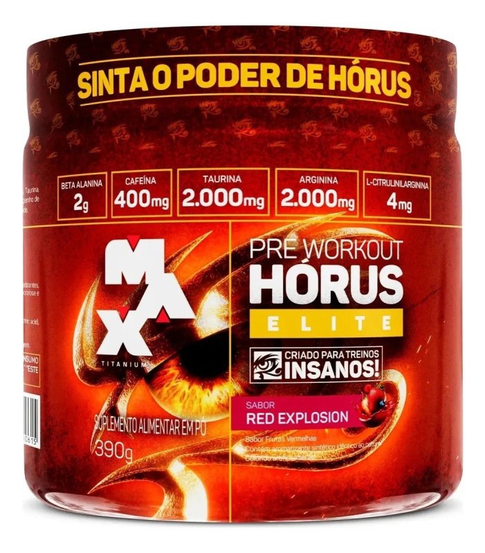 Hórus Elite 390g Pré Treino Max Titanium Pre Workout Frutas Vermelhas