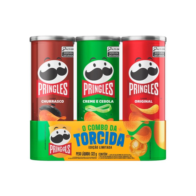 Salgadinho Batata Frita Pringles Tripack Festa do Futebol 322g