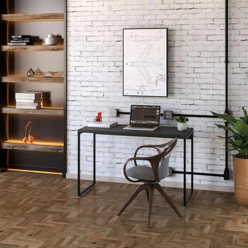 Mesa Office 1,20m Dynamica Cor Preto Ônix / Est.Preta