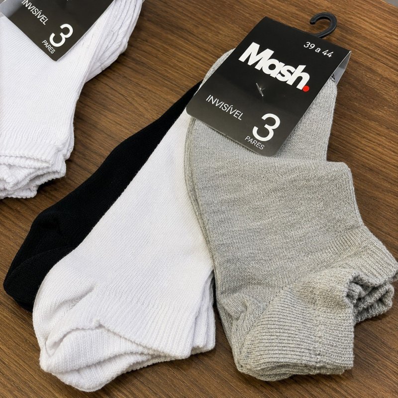 Kit 10 Pares Meia Invisível Soquete Algodão Confortável Mash