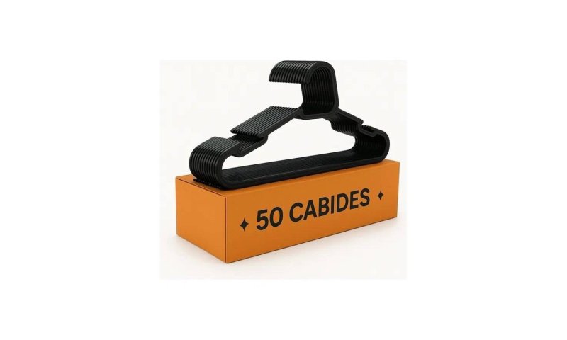 Kit 50 Cabide Adulto Preto Reforçado Organizador Combate