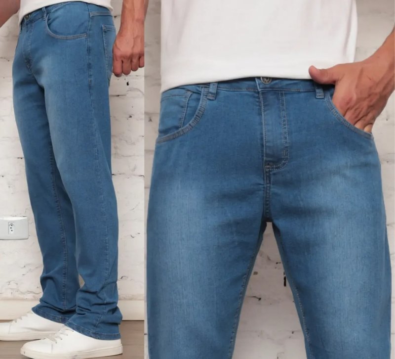 Calça Jeans Masculina Tradicional Corte Reto