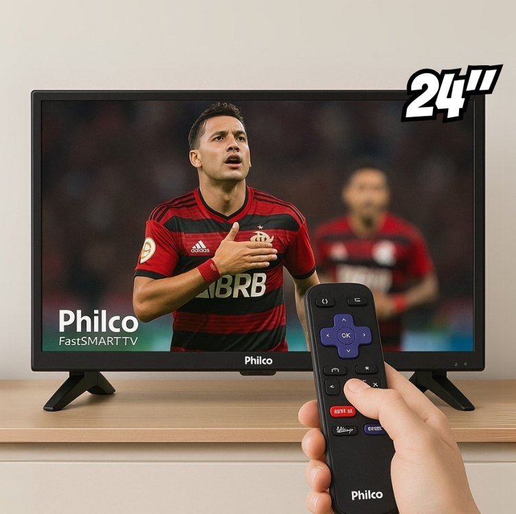 Smart TV de 24" Philco Roku TV PTV24G5YR2CP com tela HD