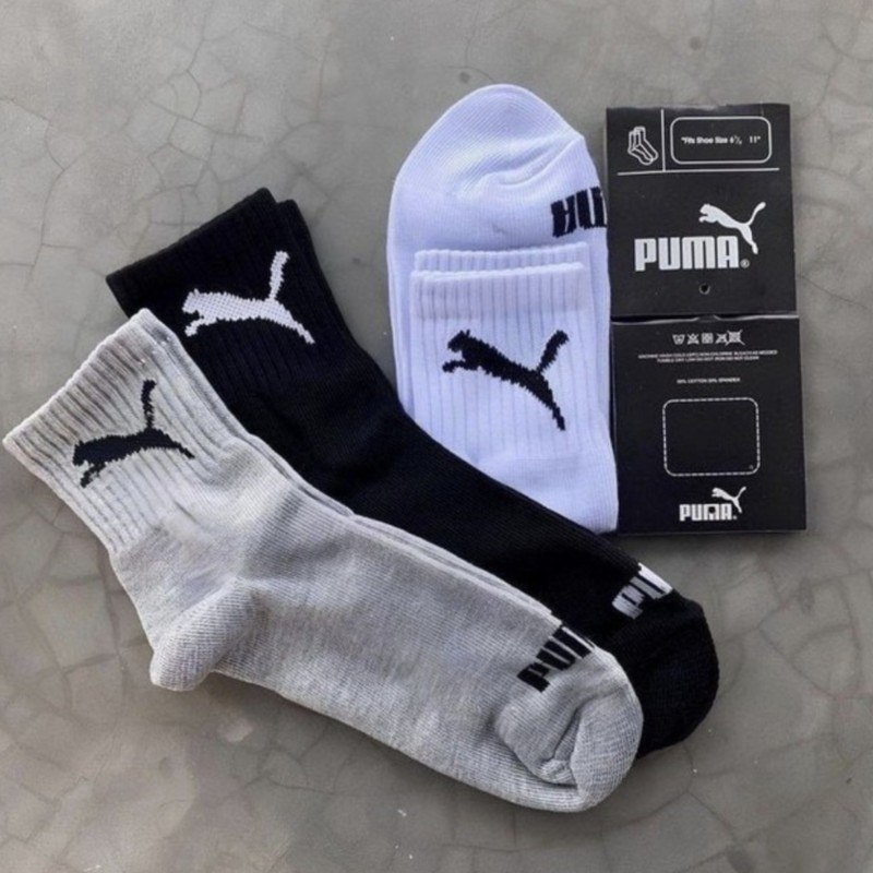 Kit 6 Pares Meias Puma Cano Médio Alto Atoalhada Original