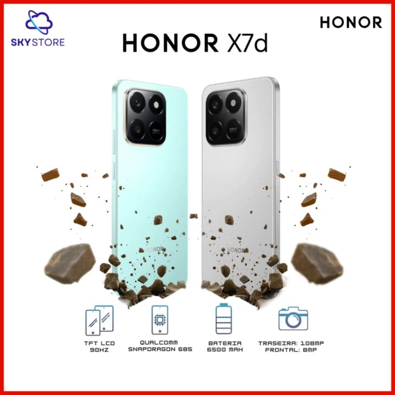 HONOR X7d - 256GB 8GB RAM - Câmera 108MP - Bateria 6500mAh