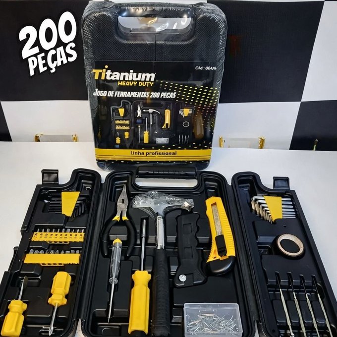 Kit Ferramentas 200 Peças com Maleta Titanium