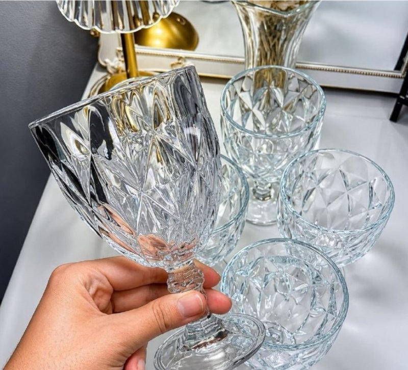 Conjunto de Taças de Vidro 340ml Diamond Line - 6 Peças Transparente
