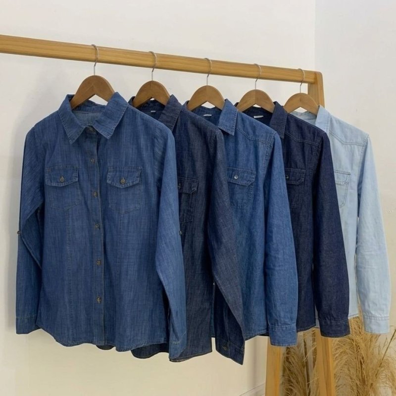 Camisa Jeans Slim Manga Longa Masculina