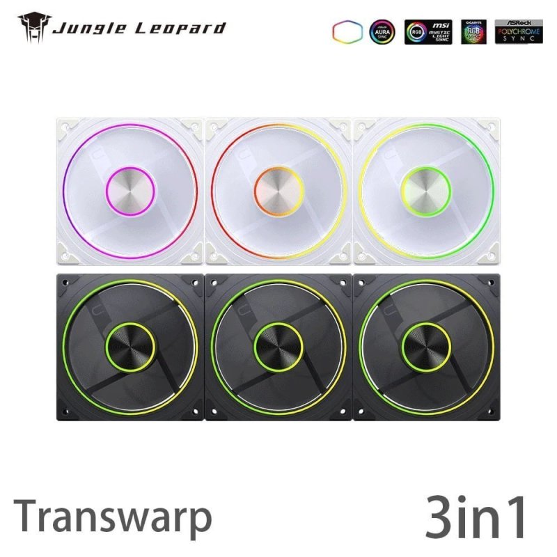 Kits Fans 3 em 1, 360mm ARGB Jungle Leopard Transwarp