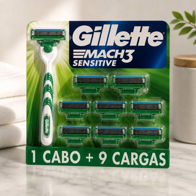 Gillette Aparelho de Barbear Mach3 Sensitive + 9 Cargas