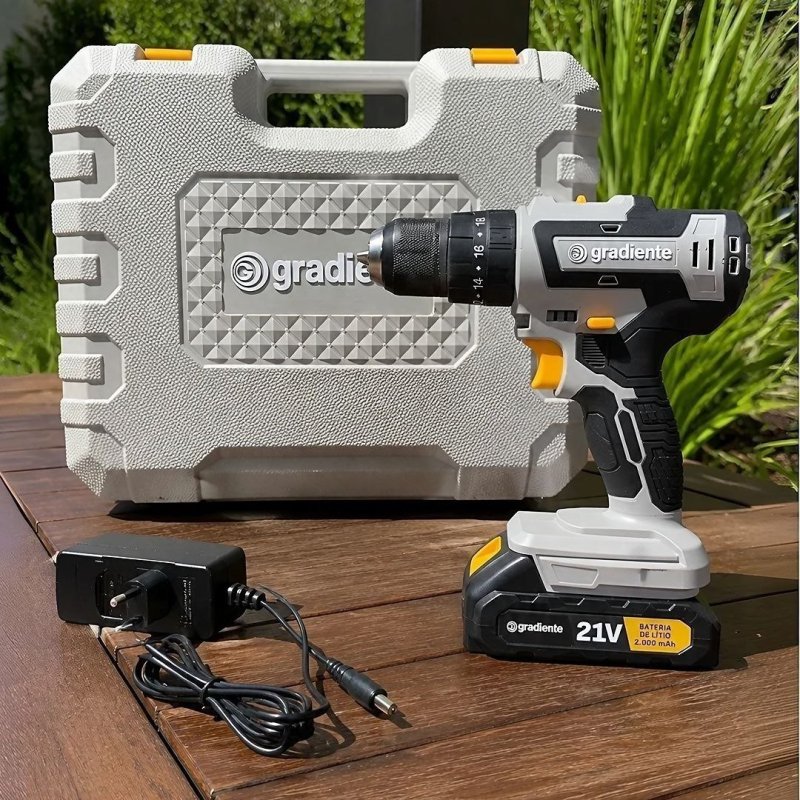 Parafusadeira Furadeira Gradiente GPB12V 3/8 a Bateria Cor Cinza